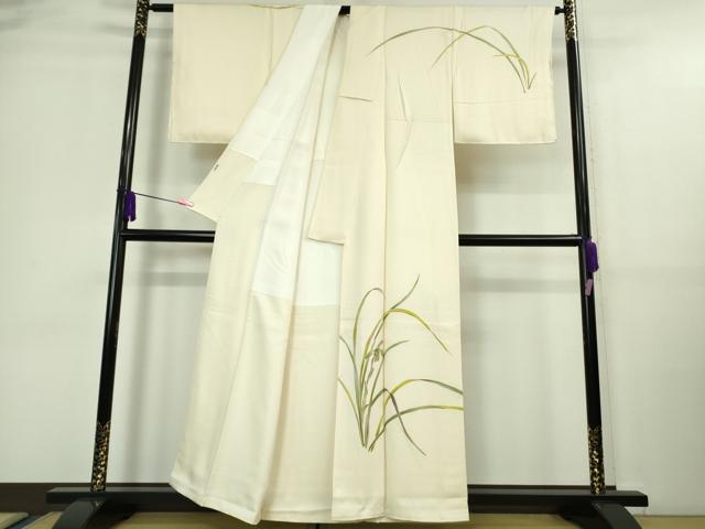 平和屋本店■極上　創業460年・千總 着物デザイナーきよ彦 訪問着 草葉文 鳥の子色地 金彩 たとう紙・紙タグ付き 逸品 未使用　DZAA9618kh5