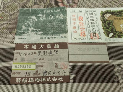 平和屋本店■極上　都喜ヱ門　本場大島紬　藤白泥　更紗遠望　藤絹織物謹製　証紙付き　逸品　未使用　DZAA9622kh5