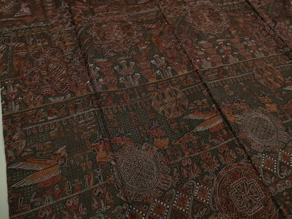 平和屋本店■極上　中国三大刺繍　スワトウ刺繍　汕頭刺繍　総刺繍　訪問着　紬地　古代人物壁画文様　逸品　DZAA9623kh5