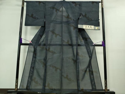 平和屋着物＊極上　夏物　本場大島紬　夏大島　名所風景文　証紙付き　逸品　未使用　DZAA9627kh5