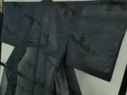 平和屋着物＊極上　夏物　本場大島紬　夏大島　名所風景文　証紙付き　逸品　未使用　DZAA9627kh5