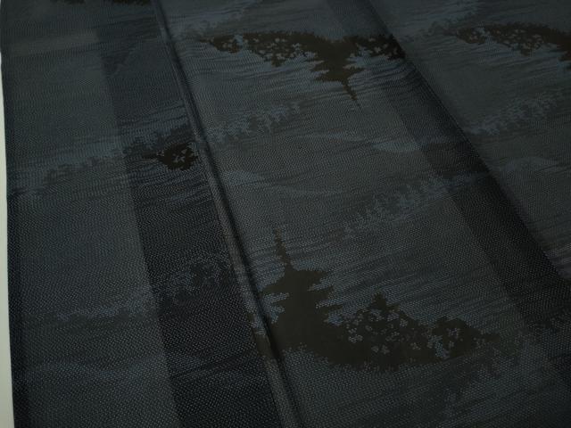 平和屋着物＊極上　夏物　本場大島紬　夏大島　名所風景文　証紙付き　逸品　未使用　DZAA9627kh5