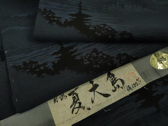 平和屋着物＊極上　夏物　本場大島紬　夏大島　名所風景文　証紙付き　逸品　未使用　DZAA9627kh5