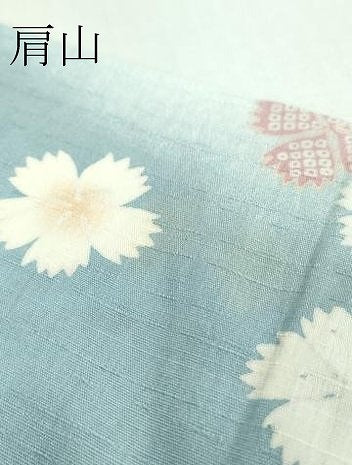 平和屋着物∴極上 夏物 撫松庵 浴衣 綿 蜻蛉 舞花 暈し染め 洗える着物 逸品 DZAA9629kh5