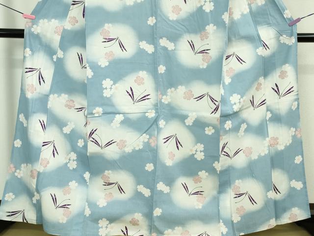 平和屋着物∴極上 夏物 撫松庵 浴衣 綿 蜻蛉 舞花 暈し染め 洗える着物 逸品 DZAA9629kh5