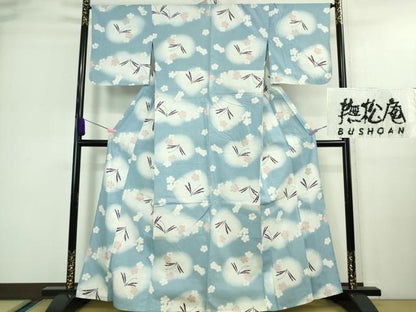 平和屋着物∴極上 夏物 撫松庵 浴衣 綿 蜻蛉 舞花 暈し染め 洗える着物 逸品 DZAA9629kh5