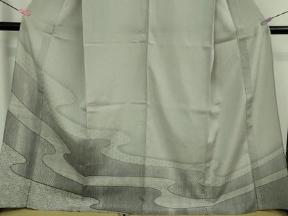平和屋着物▽極上　本塩沢　やまだ織　単衣　名物裂　流水文　逸品　DZAA9636kh5