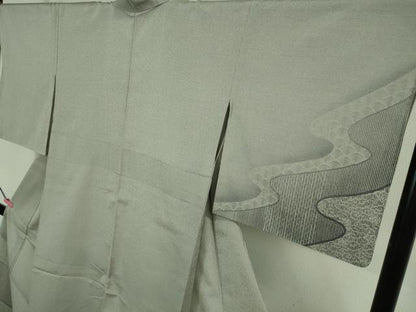 平和屋着物▽極上　本塩沢　やまだ織　単衣　名物裂　流水文　逸品　DZAA9636kh5