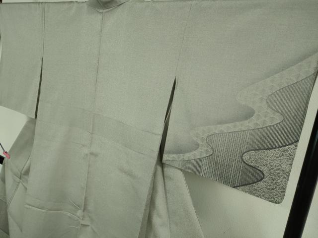 平和屋着物▽極上　本塩沢　やまだ織　単衣　名物裂　流水文　逸品　DZAA9636kh5