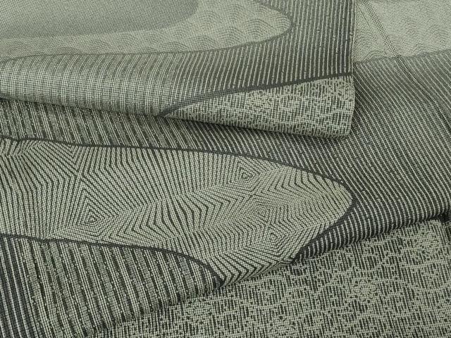平和屋着物▽極上　本塩沢　やまだ織　単衣　名物裂　流水文　逸品　DZAA9636kh5