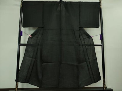 平和屋着物＊極上 夏物 男性 上布 キングサイズ 麻 黒地 逸品 DZAA9639kh5