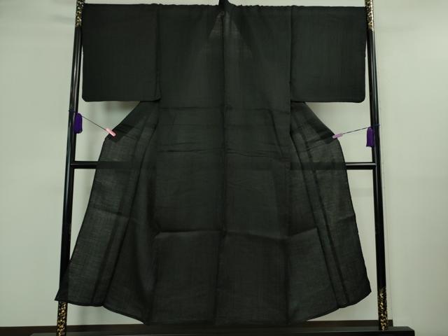 平和屋着物＊極上 夏物 男性 上布 キングサイズ 麻 黒地 逸品 DZAA9639kh5