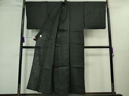 平和屋着物＊極上 夏物 男性 上布 キングサイズ 麻 黒地 逸品 DZAA9639kh5
