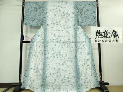 平和屋着物∴極上 夏物 撫松庵 小紋・浴衣兼用 セオアルファ 絽縮緬 撫子 萩 洗える着物 逸品 DZAA9641kh5