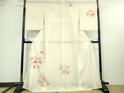 平和屋着物＊極上 夏物 中国三大刺繍 スワトウ刺繍 汕頭刺繍 訪問着 絽 草花文 象牙色地 逸品 DZAA9642kh5
