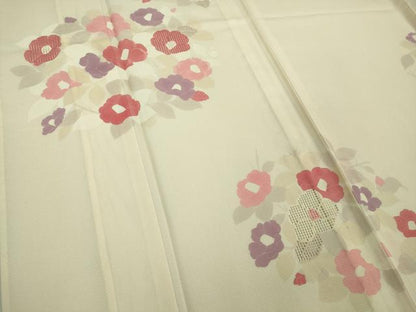 平和屋着物＊極上 夏物 中国三大刺繍 スワトウ刺繍 汕頭刺繍 訪問着 絽 草花文 象牙色地 逸品 DZAA9642kh5
