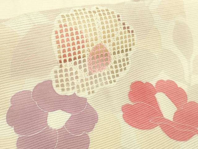 平和屋着物＊極上 夏物 中国三大刺繍 スワトウ刺繍 汕頭刺繍 訪問着 絽 草花文 象牙色地 逸品 DZAA9642kh5