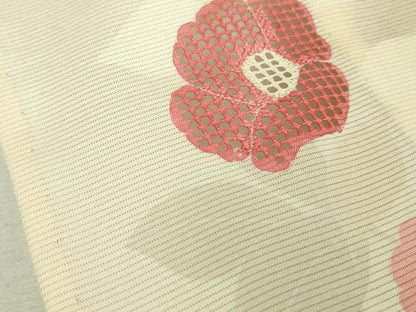 平和屋着物＊極上 夏物 中国三大刺繍 スワトウ刺繍 汕頭刺繍 訪問着 絽 草花文 象牙色地 逸品 DZAA9642kh5