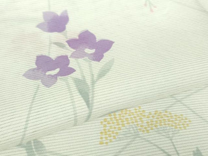 平和屋着物＊極上 夏物 洗える最高級着物 ＜英＞はなぶさ謹製 小紋 絽 女郎花 桔梗 撫子 逸品 DZAA9645kh5