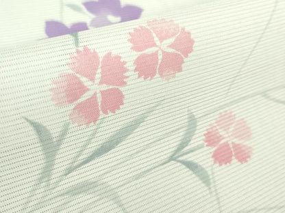 平和屋着物＊極上 夏物 洗える最高級着物 ＜英＞はなぶさ謹製 小紋 絽 女郎花 桔梗 撫子 逸品 DZAA9645kh5