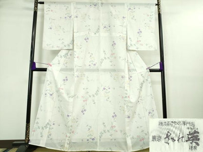 平和屋着物＊極上 夏物 洗える最高級着物 ＜英＞はなぶさ謹製 小紋 絽 女郎花 桔梗 撫子 逸品 DZAA9645kh5