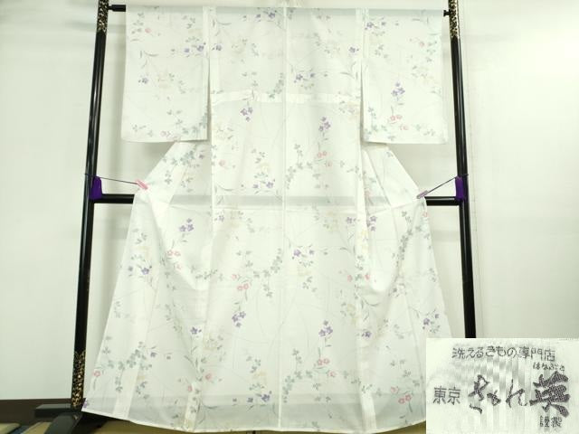 平和屋着物＊極上 夏物 洗える最高級着物 ＜英＞はなぶさ謹製 小紋 絽 女郎花 桔梗 撫子 逸品 DZAA9645kh5