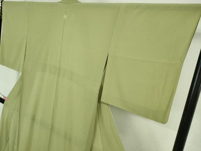平和屋着物＊極上 夏物 洗える最高級着物 ＜英＞はなぶさ謹製 色無地 絽縮緬 若芽色 逸品 DZAA9646kh5