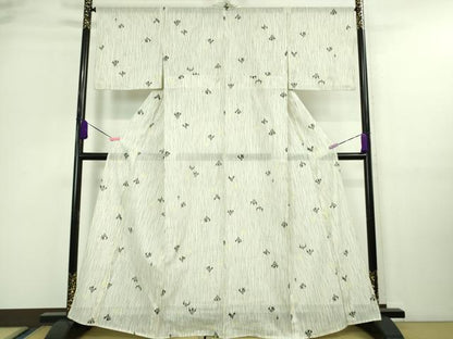 平和屋着物＊極上 夏物 洗える最高級着物 ＜英＞はなぶさ謹製 小紋 絽 杜若 象牙色地 逸品 DZAA9647kh5