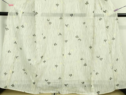 平和屋着物＊極上 夏物 洗える最高級着物 ＜英＞はなぶさ謹製 小紋 絽 杜若 象牙色地 逸品 DZAA9647kh5