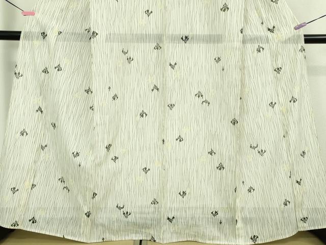 平和屋着物＊極上 夏物 洗える最高級着物 ＜英＞はなぶさ謹製 小紋 絽 杜若 象牙色地 逸品 DZAA9647kh5