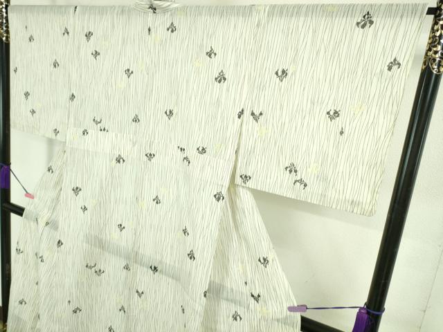 平和屋着物＊極上 夏物 洗える最高級着物 ＜英＞はなぶさ謹製 小紋 絽 杜若 象牙色地 逸品 DZAA9647kh5