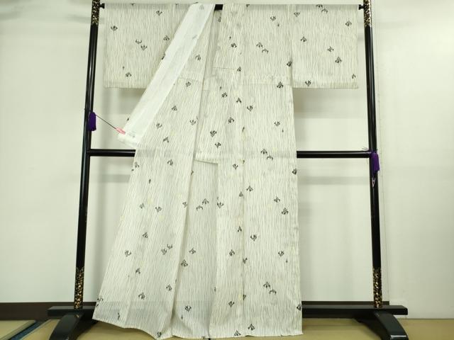 平和屋着物＊極上 夏物 洗える最高級着物 ＜英＞はなぶさ謹製 小紋 絽 杜若 象牙色地 逸品 DZAA9647kh5