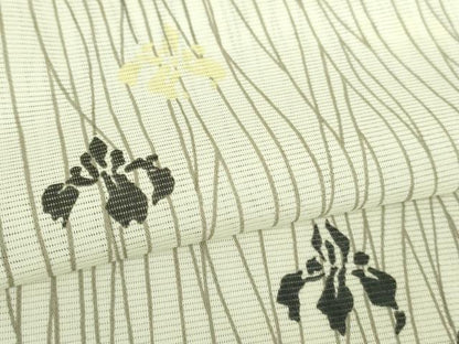 平和屋着物＊極上 夏物 洗える最高級着物 ＜英＞はなぶさ謹製 小紋 絽 杜若 象牙色地 逸品 DZAA9647kh5