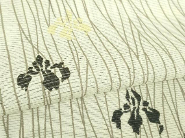平和屋着物＊極上 夏物 洗える最高級着物 ＜英＞はなぶさ謹製 小紋 絽 杜若 象牙色地 逸品 DZAA9647kh5