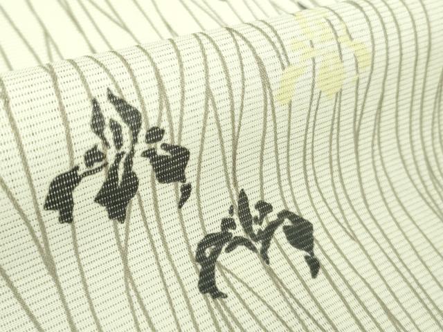 平和屋着物＊極上 夏物 洗える最高級着物 ＜英＞はなぶさ謹製 小紋 絽 杜若 象牙色地 逸品 DZAA9647kh5