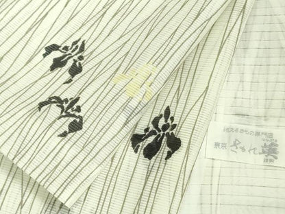 平和屋着物＊極上 夏物 洗える最高級着物 ＜英＞はなぶさ謹製 小紋 絽 杜若 象牙色地 逸品 DZAA9647kh5