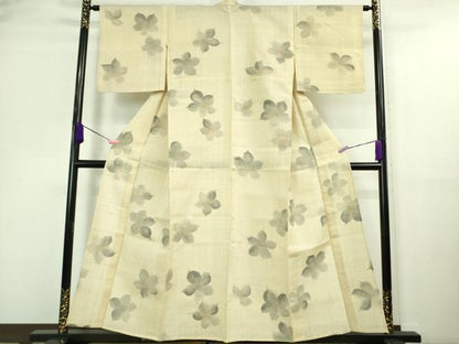 平和屋着物＊極上 夏物 生紬 手描き 舞花文 逸品 DZAA9648kh5