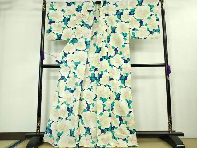 平和屋着物∴極上 夏物 小紋・浴衣兼用 和風館 セオアルファ 花尽くし 洗える着物 逸品 DZAA9649kh5