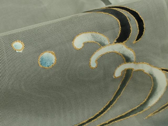 平和屋着物▽極上 訪問着 無双 紗袷 紗×紗 立波に舟 黒地 暈し染め 金彩 逸品 DZAA9653kh5