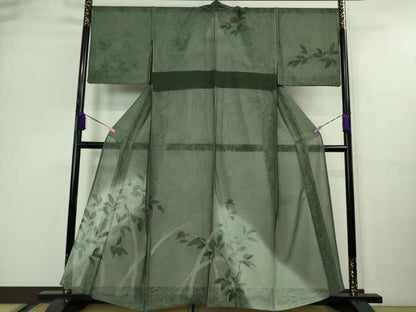 平和屋着物▽極上 中国三大刺繍 スワトウ刺繍 汕頭刺繍 訪問着 無双 紗袷 紗×紗 枝花文 金彩 逸品 DZAA9654kh5