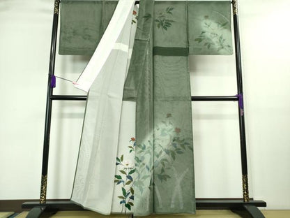 平和屋着物▽極上 中国三大刺繍 スワトウ刺繍 汕頭刺繍 訪問着 無双 紗袷 紗×紗 枝花文 金彩 逸品 DZAA9654kh5