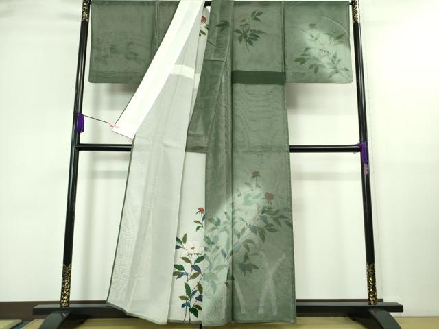 平和屋着物▽極上 中国三大刺繍 スワトウ刺繍 汕頭刺繍 訪問着 無双 紗袷 紗×紗 枝花文 金彩 逸品 DZAA9654kh5