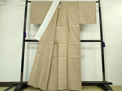 平和屋着物▽極上　本場結城紬　重要無形文化財　単衣　色無地　枯色　逸品　未使用　DZAA9658kh5