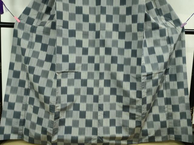 平和屋着物▽極上 紬 単衣 市松文様 逸品 未使用 DZAA9660kh5