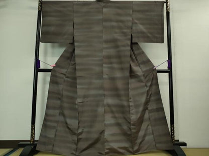 平和屋着物▽極上 紬 単衣 横段文 逸品 DZAA9661kh5