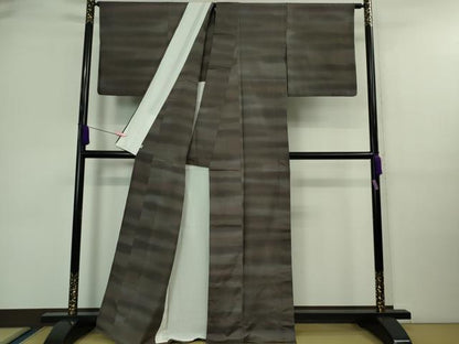 平和屋着物▽極上 紬 単衣 横段文 逸品 DZAA9661kh5
