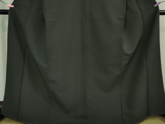平和屋着物●極上　撫松庵　小紋　袷　縞　黒×藍墨茶色　洗える着物　逸品　未使用　DZAA9667kh5