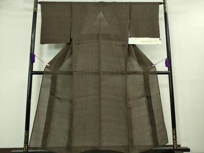 平和屋本店＊極上 夏物 石川県指定無形文化財 能登上布 本麻手織上布 山崎仁一作 手織かすり 憲法黒茶色地 証紙付き 逸品 DZAA9675kh5