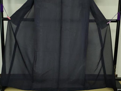 平和屋着物＊極上 夏物 江戸小紋 絽 よろけ縞 深紫色 小田急百貨店扱い 逸品 DZAA9676kh5