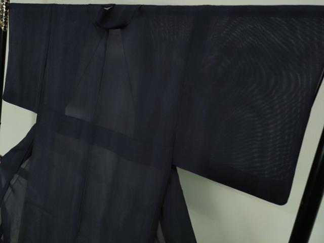 平和屋着物＊極上 夏物 江戸小紋 絽 よろけ縞 深紫色 小田急百貨店扱い 逸品 DZAA9676kh5